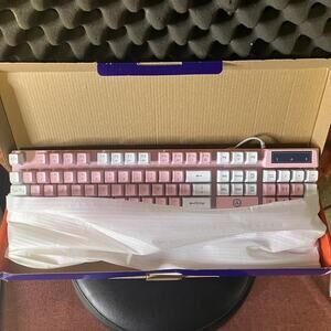 MageGee GT838 - Gaming Keyboard Pink and White Breast Cancer Computer